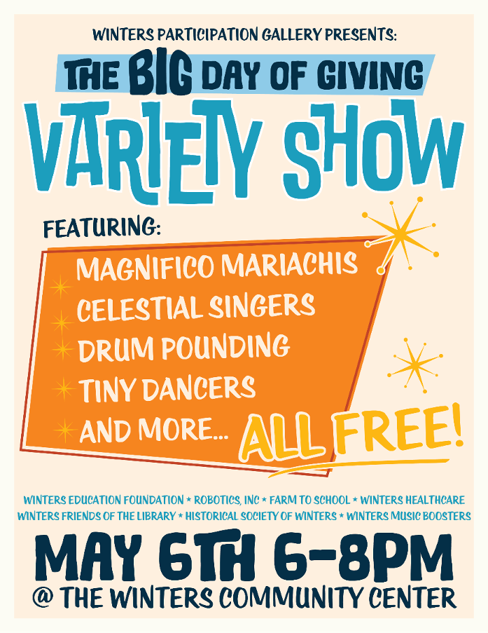 Big Day of Giving Variety Show May 6th - 6 - 8 pm